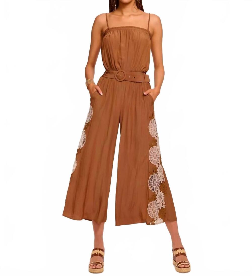 NEW RAMY BROOK lorelei embellished jumpsuit in coffee